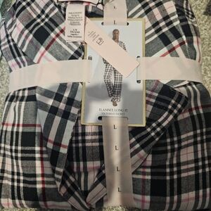 VICTORIA'S SECRET Flannel Long PJ 2-piece Small L  Pink Black NWT